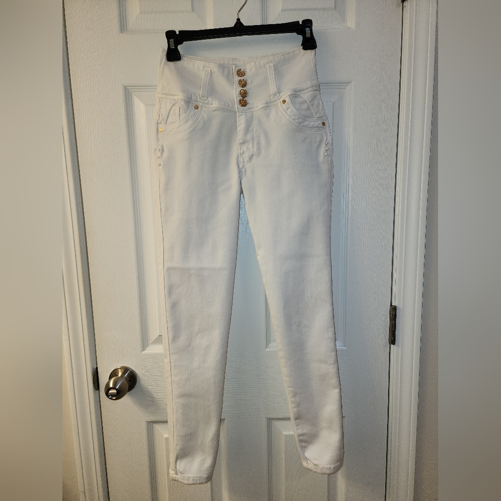 Elegant High-Rise White Skinny Jeans